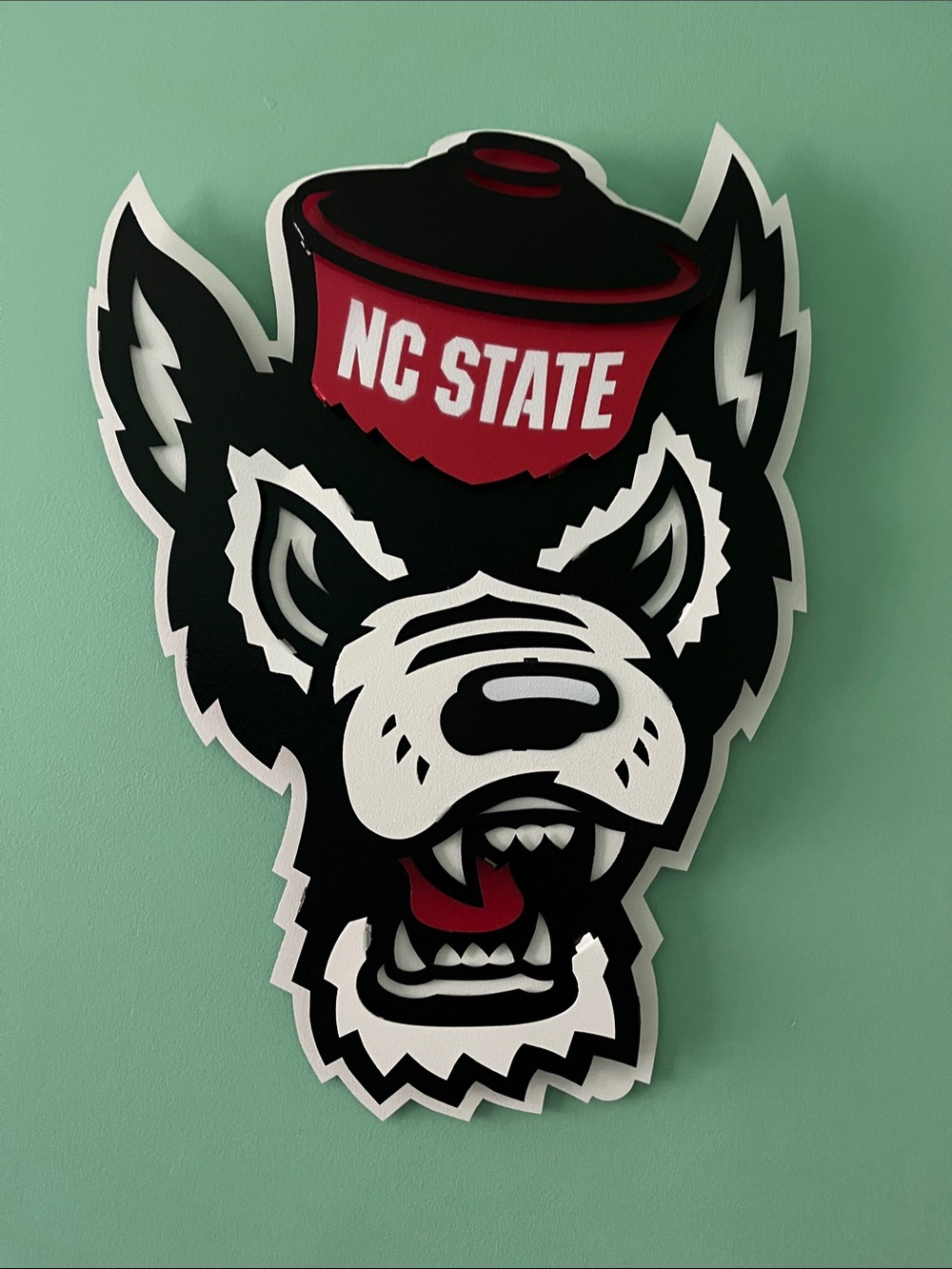 STATE NC State Wolf Head Wall Art in Black, White and Red